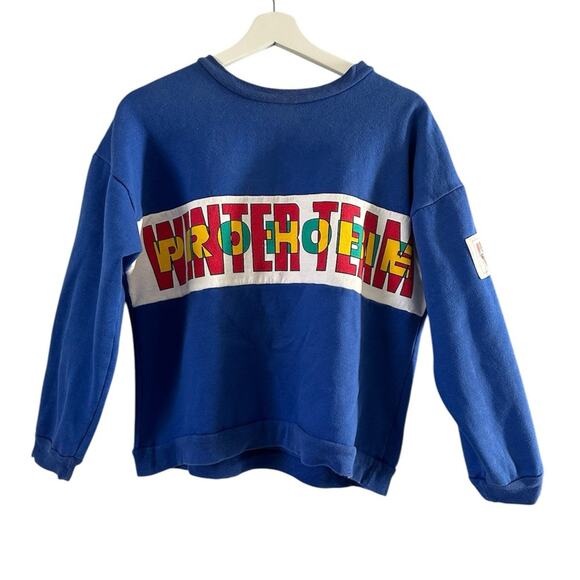 Vintage Hobie Blue Pullover Sweatshirt "Winter Team" size Large - Picture 1 of 12